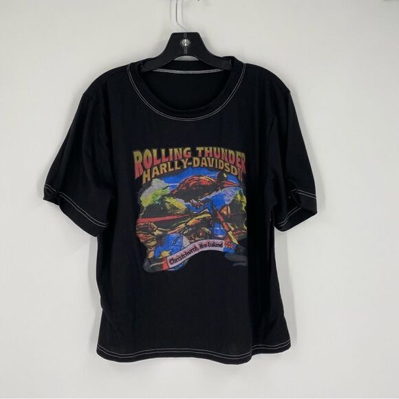 Shein Women’s Short Sleeve Crew Neck Black Harley Davidson Printed Tee size XL - Picture 1 of 4